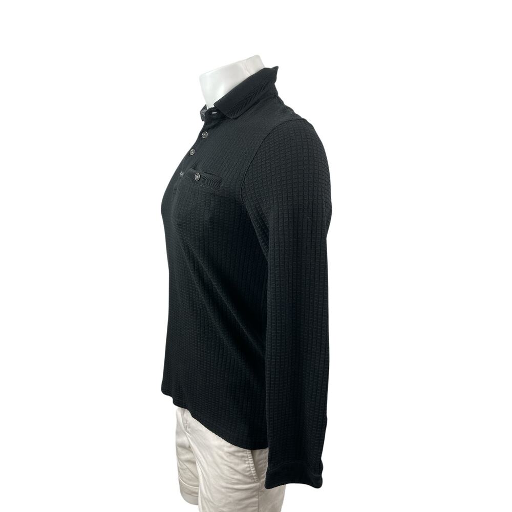Ted Baker London Black Waffle Knit Collared Long Sleeve Sweatshirt Sweater Top 2 - Picture 3 of 6